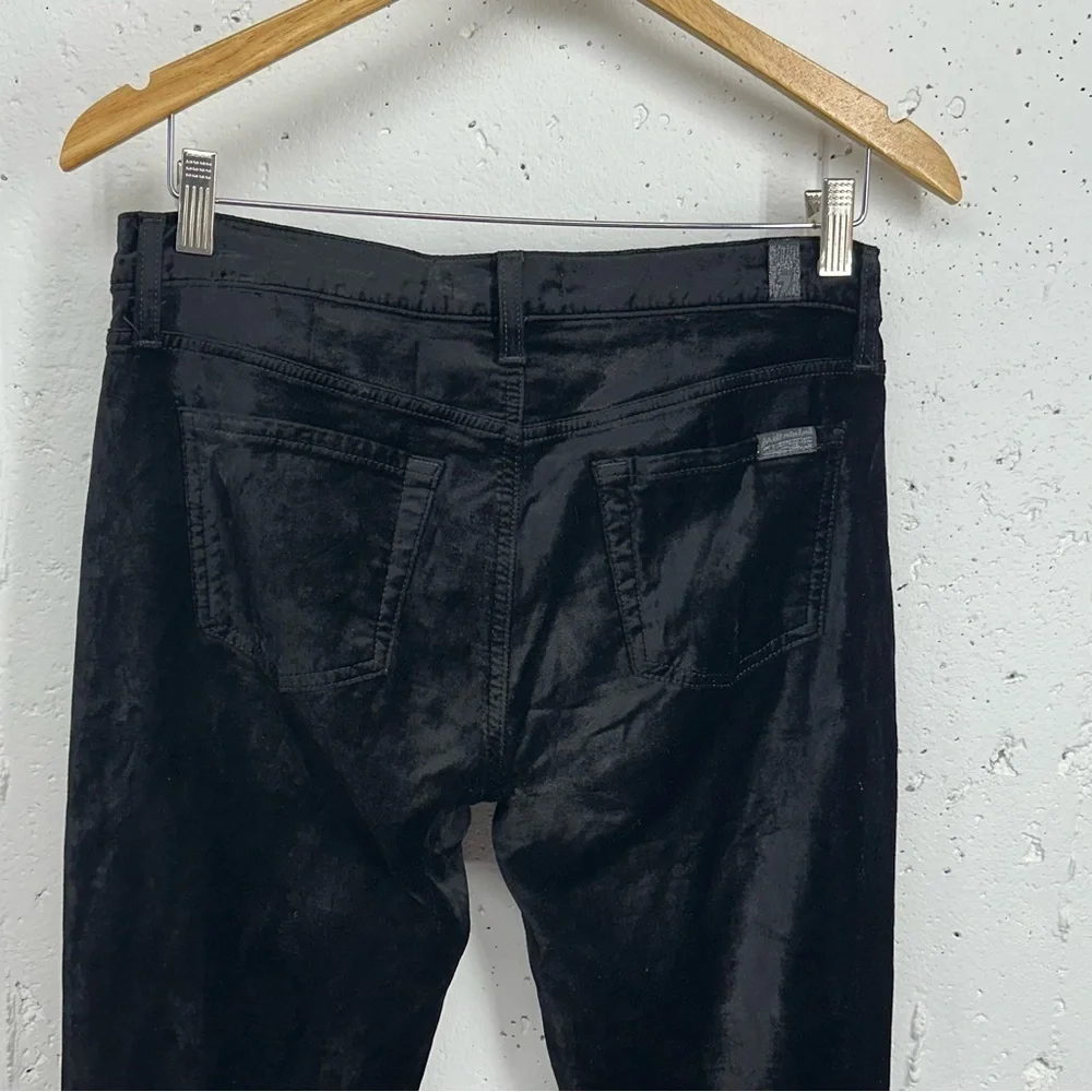 7 for all Mankind Women's Size 28 Black Velvet Skinny Stretch Ankle Jeans